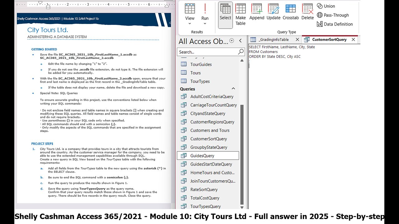 Shelly Cashman Access 365/2021 Module 10: SAM Project 1b | City Tours Ltd. ADMINISTERING A DATABASE