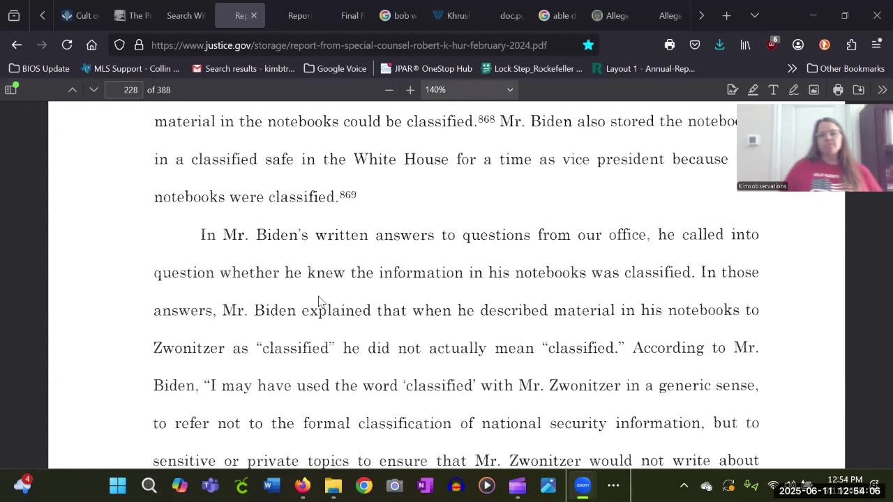 V 12 part 1 Robert Hur Classified Documents Report