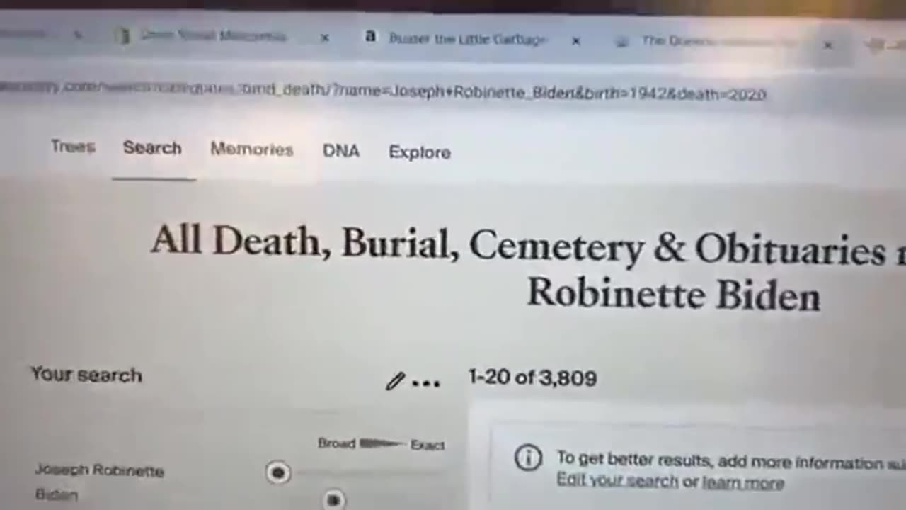 Is Joe Biden already dead Here is what Ancestry.com says. I will let you decide