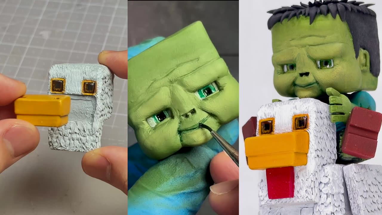 Creating Chicken Jockey and Lava Chicken with Clay A Minecraft Movie
