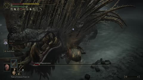 Elden Ring DLC | Golden Hippopotamus boss fight with Mimic Tear on NG