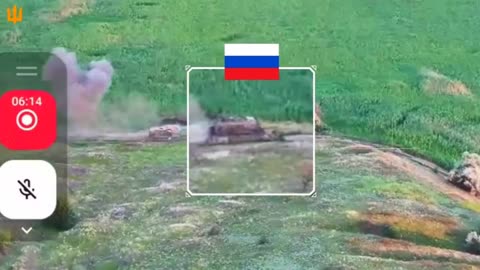 A Heavily Armored Russian Tank and 2 APCs Moving Ominously Towards Ukrainian Lines