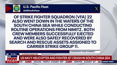 U.S. Navy helicopter and fighter jet crash in South China Sea