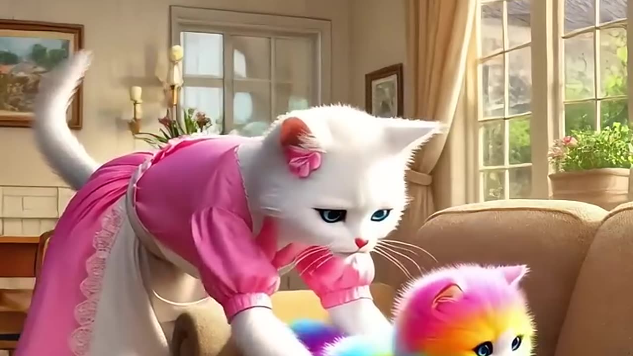 Rainbow 🌈 Cat's 🐱 Crashing Cat Mom💥 Funny 😁