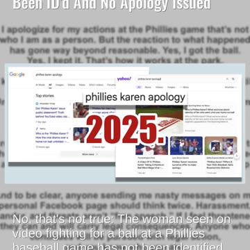 Fact Check: "Phillies Karen" Statement Is FAKE -- No One Has Been ID'd And No Apology Issued