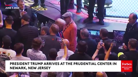 Massive cheers erupt as President Trump arrives at UFC 316