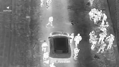 About 20 Ukrainians in a neat line tried to escape from their country
