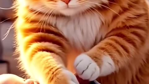 Cat and a little baby