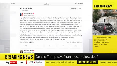 Trump tells Iran to 'make a deal before it's too late'