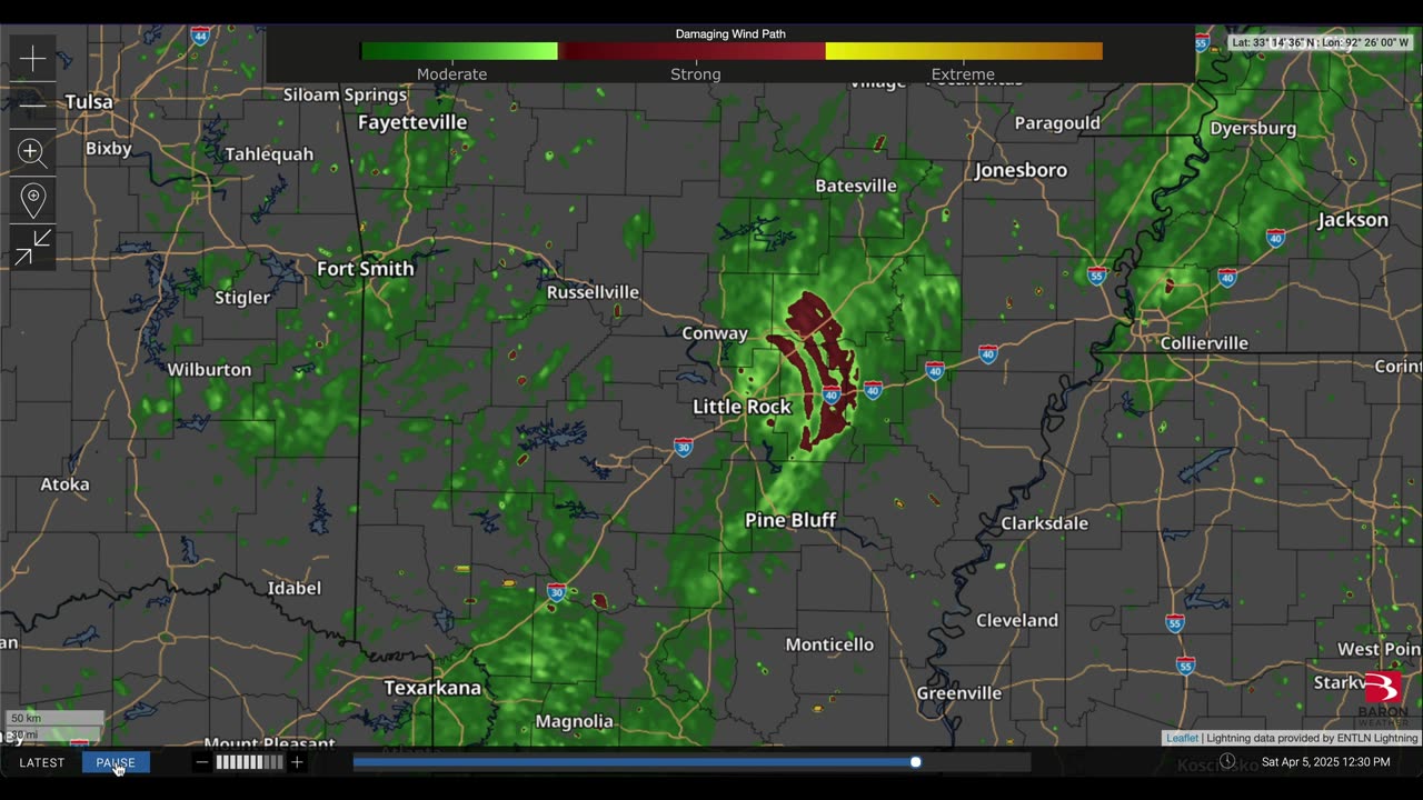 Damaging Wind Path April 4-5, 2025