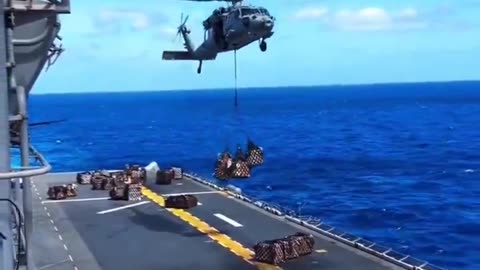 Pilots need to have a minimum of 1200 flying hours to drop off something on a moving ship