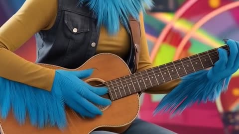 A parrot playing guitar?! And in a café