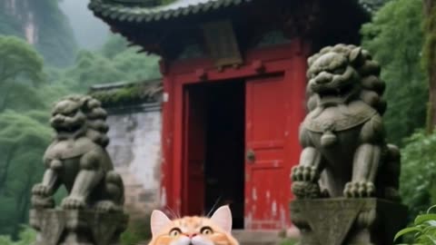 🐾 A Peaceful Stroll Through an Ancient Temple Courtyard 🏯