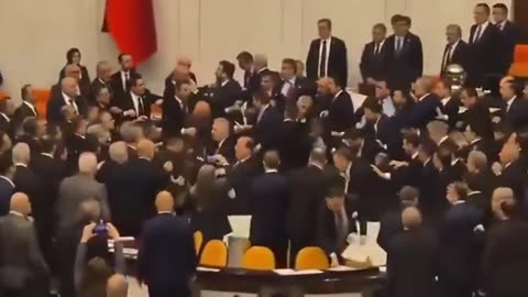 Brawl breaks out in Turkey's parliament.