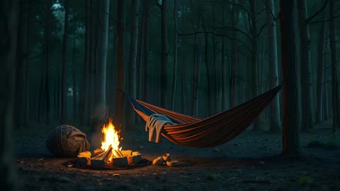 Serene Night in a Forest | Hammock & Campfire ASMR for Deep Sleep & Relaxation