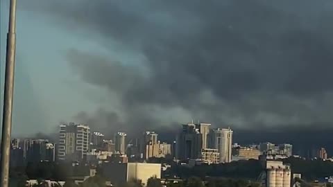 Kyiv Shrouded In Smoke After Bombardment