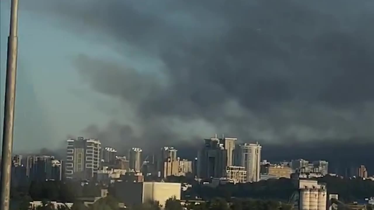 Kyiv Shrouded In Smoke After Bombardment