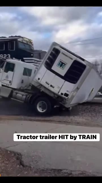 Train smashes into and destroys a tractor-trailer stuck on the tracks in Greer, South Carolina