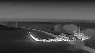Footage of the launch of FP-2 kamikaze drone from a mobile launcher mounted on a truck.