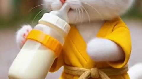 😍 Dudi dudi dum dum 😍 cute cat dancing and drinking milk 🍼 78 #Cute #Cat #shorts