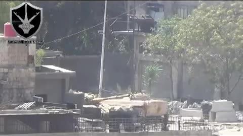 Syrian War 1x BMP-2 hit by RPG in Damascus 2013.08.13