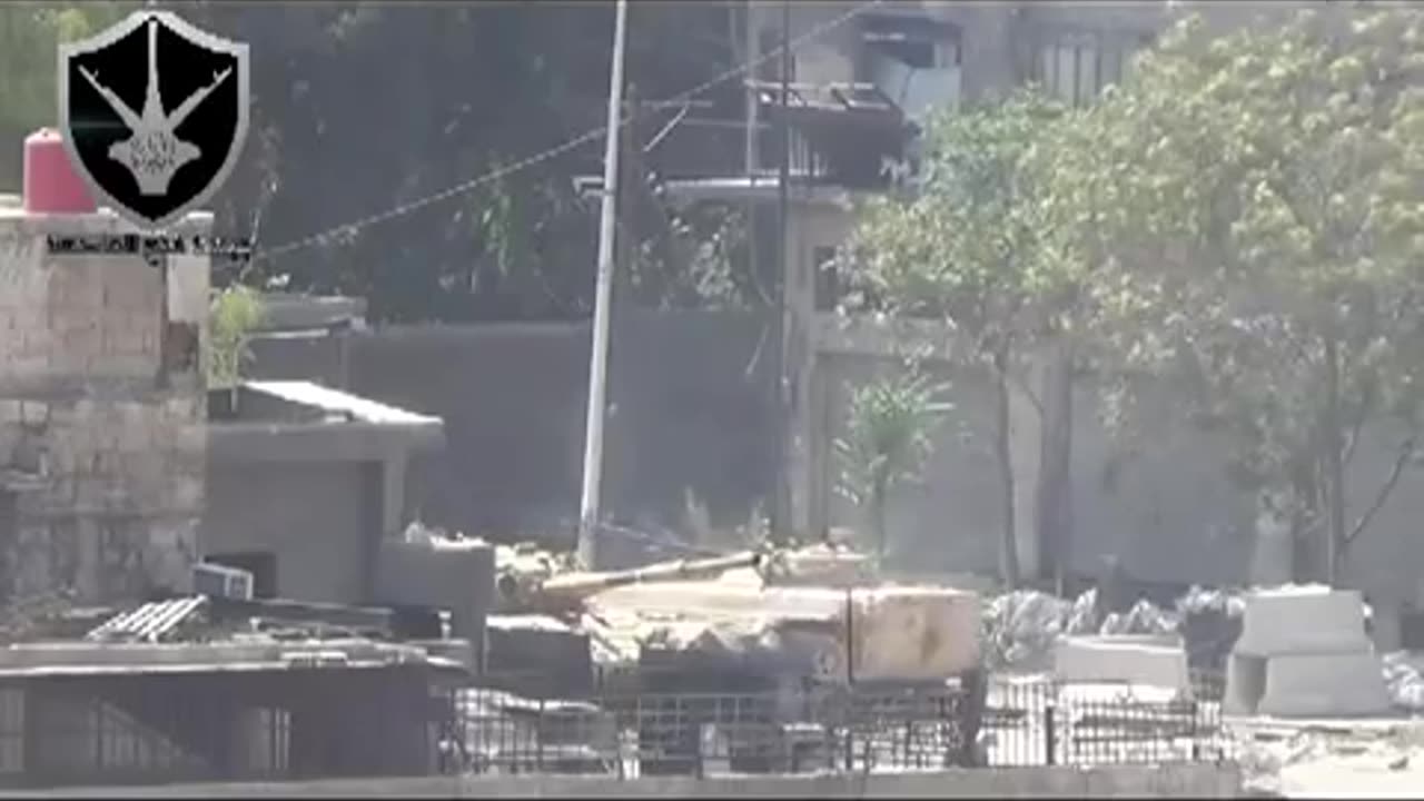 Syrian War 1x BMP-2 hit by RPG in Damascus 2013.08.13