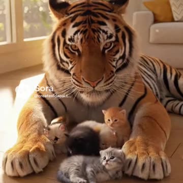 Tiger Babysitting Kittens?! 🐯🐱😂