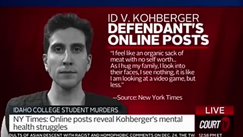 No emotion Bryan Kohberger's Disturbing Online Posts & Past #Idaho4 #CourtTV #Shorts