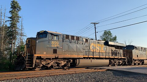 CSX Trains 899, 5485 and 5248 fly East down the rails