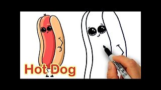 How to Draw a Cartoon Hot Dog and Bun Easy and Cute