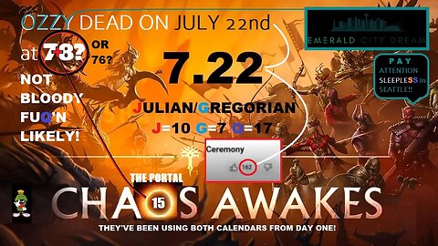 7.22 - OZZY NOT DEAD AT 78 (15) ON JULY 22nd (GREGORIAN AND JULIAN - G+J = 17Q)