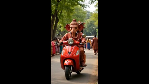 ganesh driving a scooter