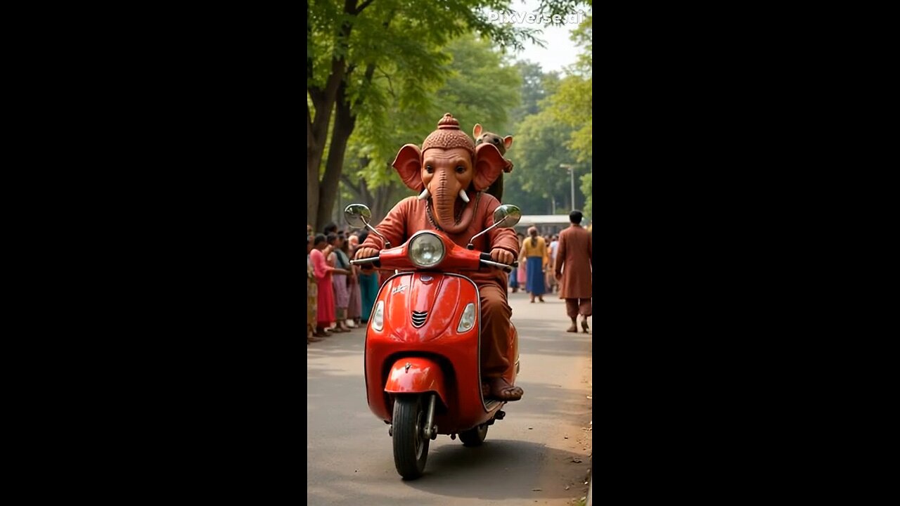ganesh driving a scooter