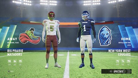 Maximum Football New York West Cougars Dynasty Yr 1 Game 1 Matadors Vs Cougars CPU Vs CPU