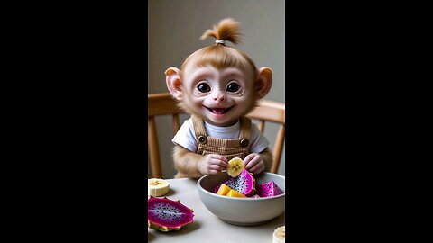 😍😍This episode : Funny monkey eating fruit