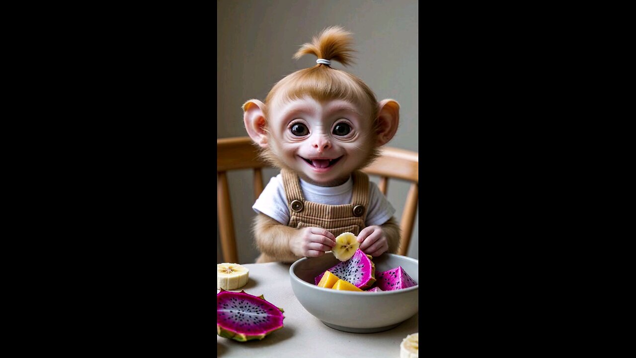 ๐๐This episode : Funny monkey eating fruit