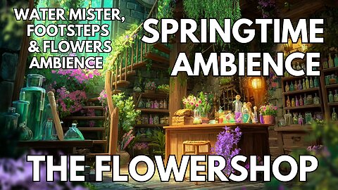 💐 Enchanted Flower Shop Ambience | Water Misters, Footsteps & Wrapping Flowers | Relaxing 4K Springtime ASMR
