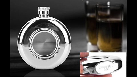 5oz Portable Stainless Steel Hip Flask For Spirit & Coffee, With Creative Transparent Round Skylight