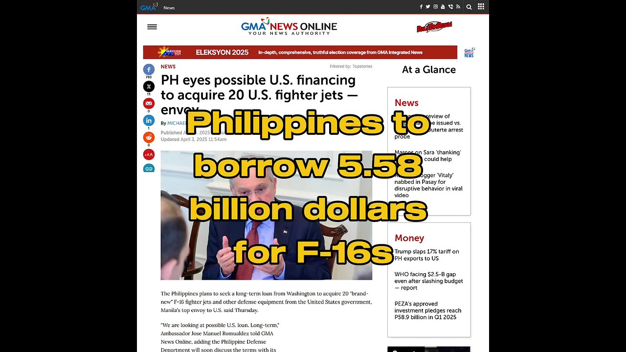 Philippines to borrow Usd 5.58 billion for F-16s instead of getting another Bridge