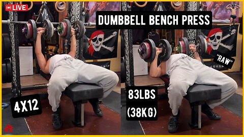 4x12 w/ ~83lbs (38kg) Raw Dumbbell Bench Press