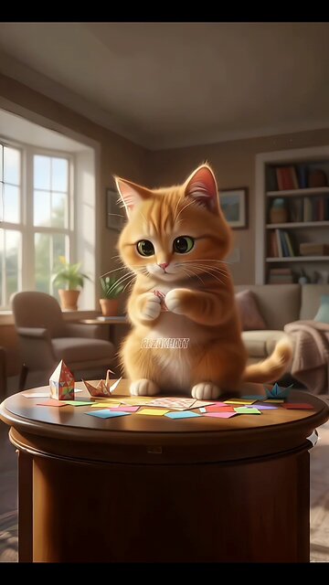 Trying to be an artist...but paws aren’t made for folding paper!