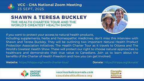 Protect Your Access to Natural Health Products - Health Charter Tour - Shawn & Teresa Buckley