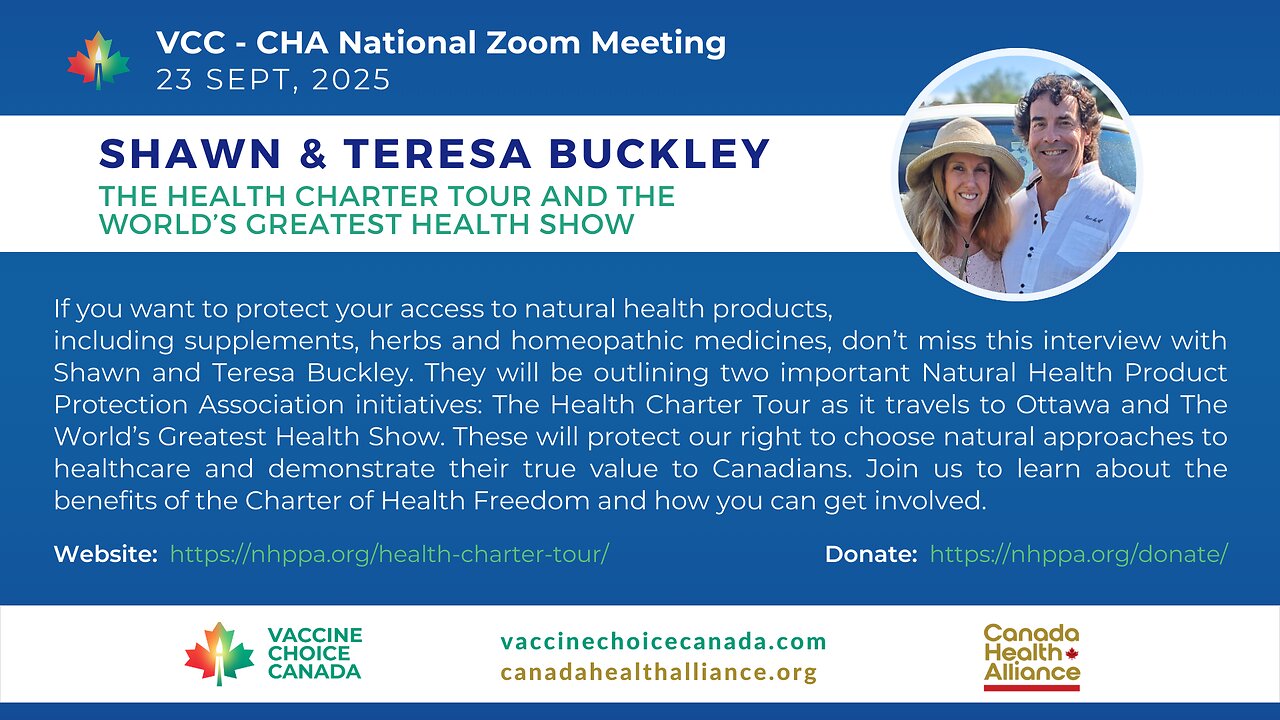 Protect Your Access to Natural Health Products - Health Charter Tour - Shawn & Teresa Buckley