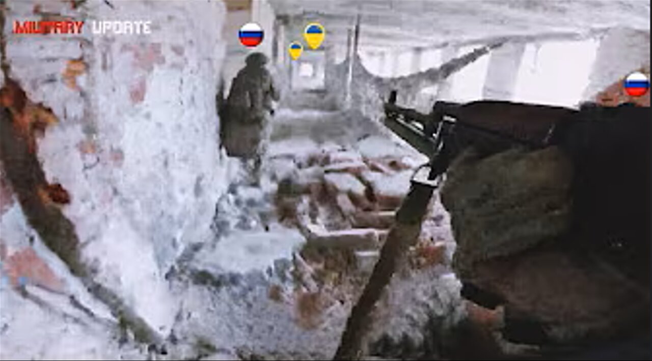 Intense Urban Warfare: Russian and Ukrainian Troops Clash Inside Building