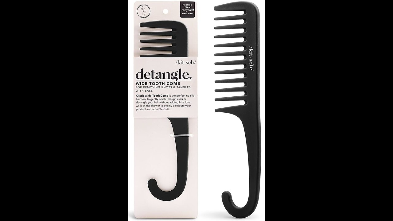 Kitsch Wide Tooth Detangler Comb - Curved Handle