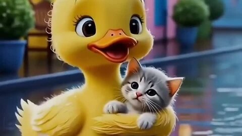 Cute cat wants to eat duck