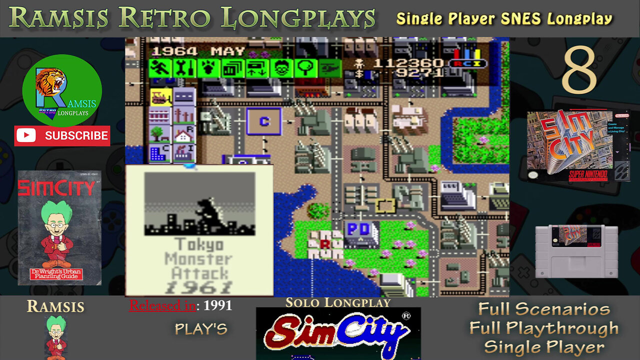 SimCity | SNES | 1991 | Scenario #3 Tokyo | Retro Longplay | Episode 8