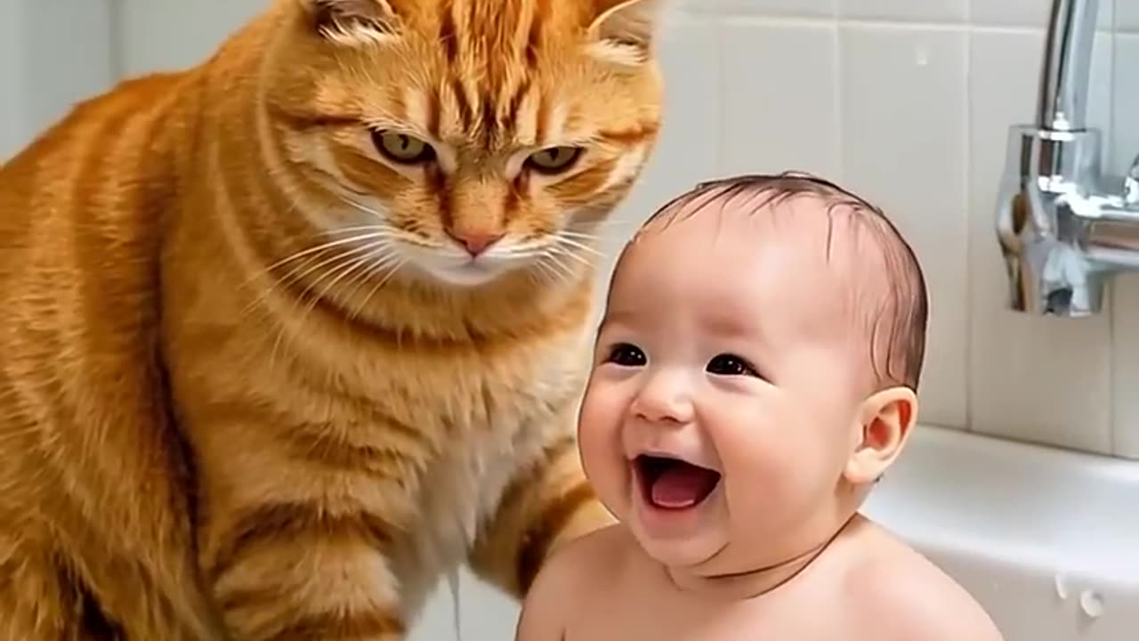 Cat and baby