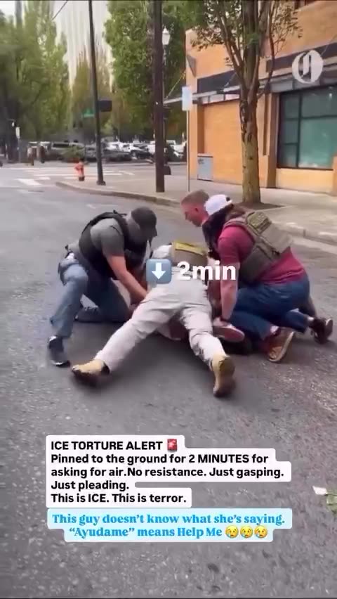 Illegal immigrant yells “I can’t breathe” in Spanish, while getting arrested by ICE in Portland..