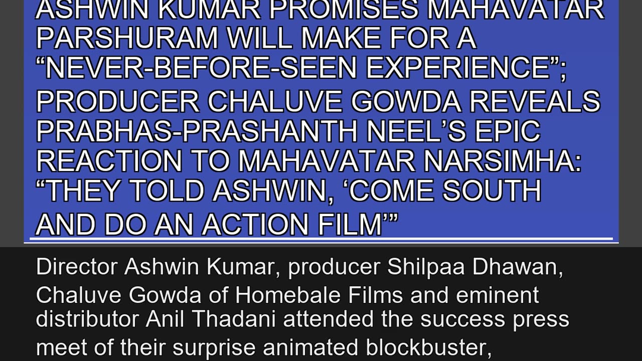 Ashwin Kumar Promises Mahavatar Parshuram Will Mak